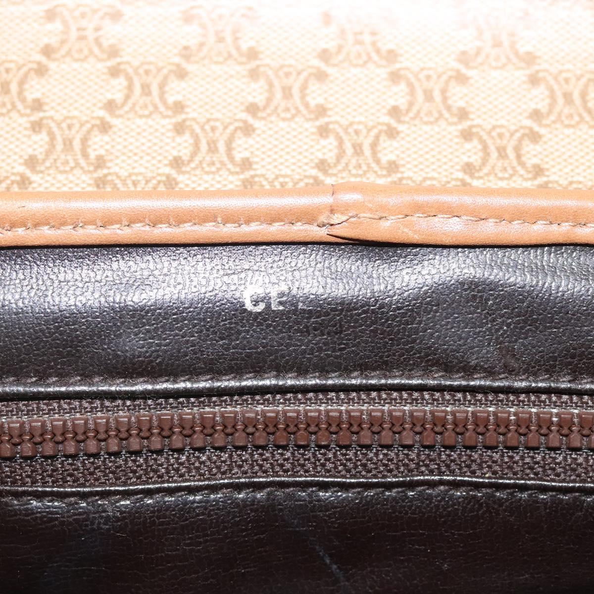 CELINE Macadam Canvas Shoulder Bag PVC Beige Gold Auth 124630