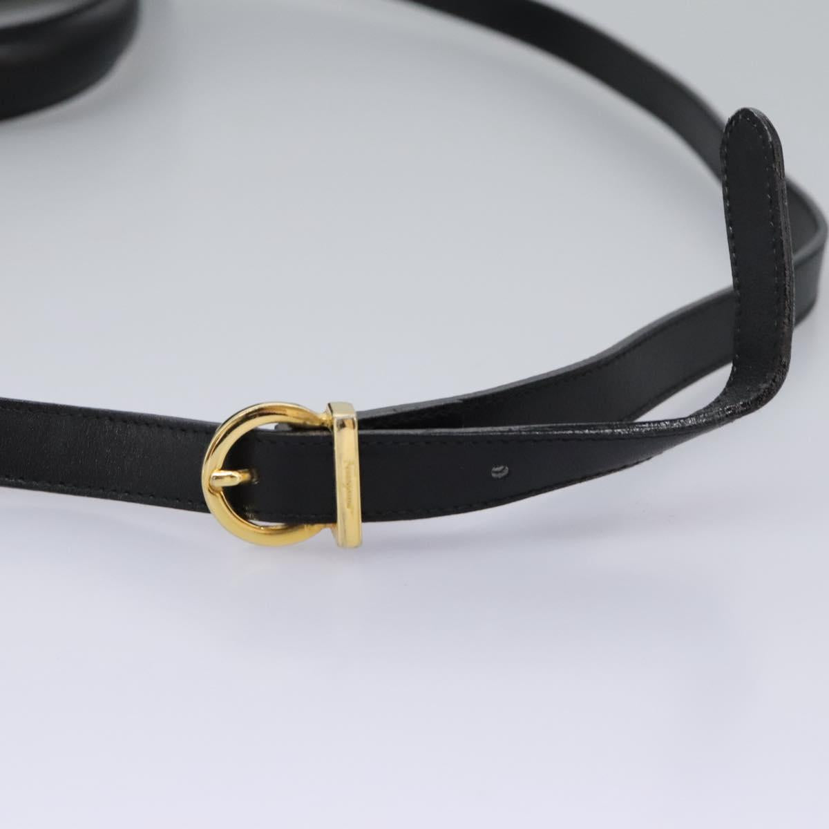 Salvatore Ferragamo Hand Bag Leather 2way Black Gold Auth 124649