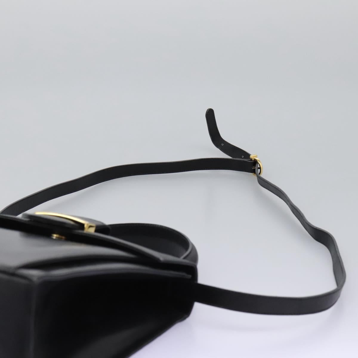 Salvatore Ferragamo Hand Bag Leather 2way Black Gold Auth 124649