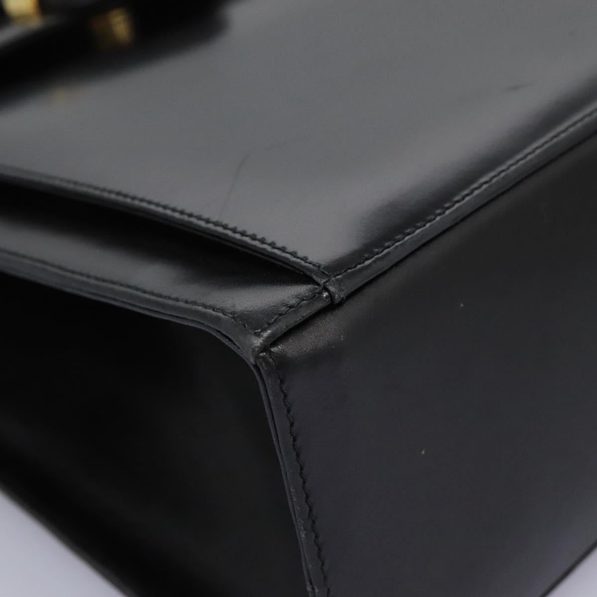 Salvatore Ferragamo Hand Bag Leather 2way Black Gold Auth 124649