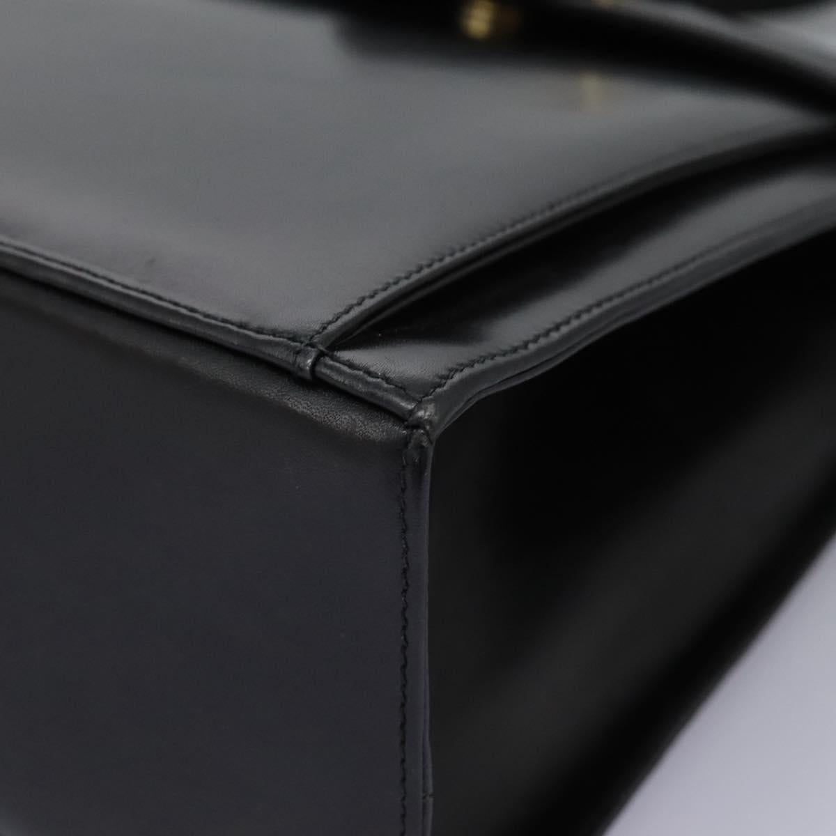 Salvatore Ferragamo Hand Bag Leather 2way Black Gold Auth 124649