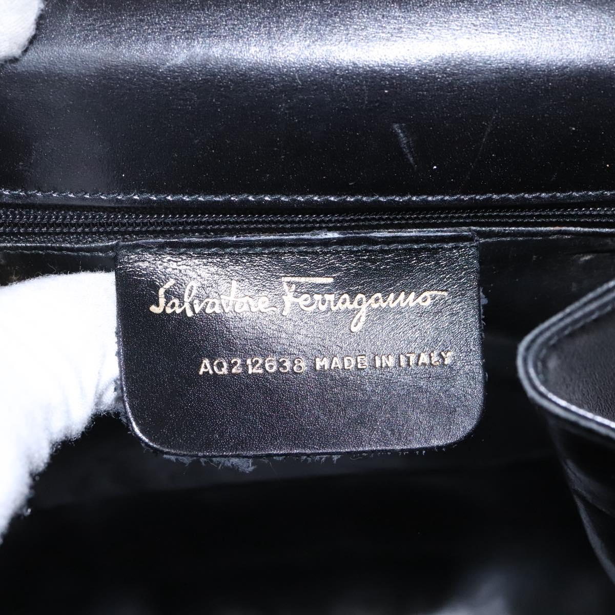 Salvatore Ferragamo Hand Bag Leather 2way Black Gold Auth 124649