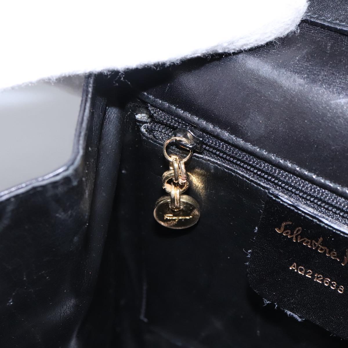 Salvatore Ferragamo Hand Bag Leather 2way Black Gold Auth 124649