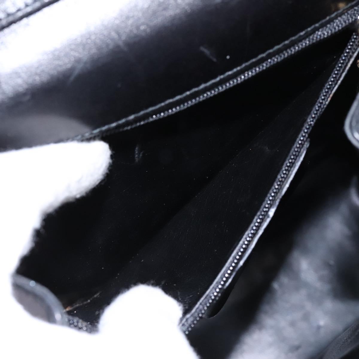 Salvatore Ferragamo Hand Bag Leather 2way Black Gold Auth 124649