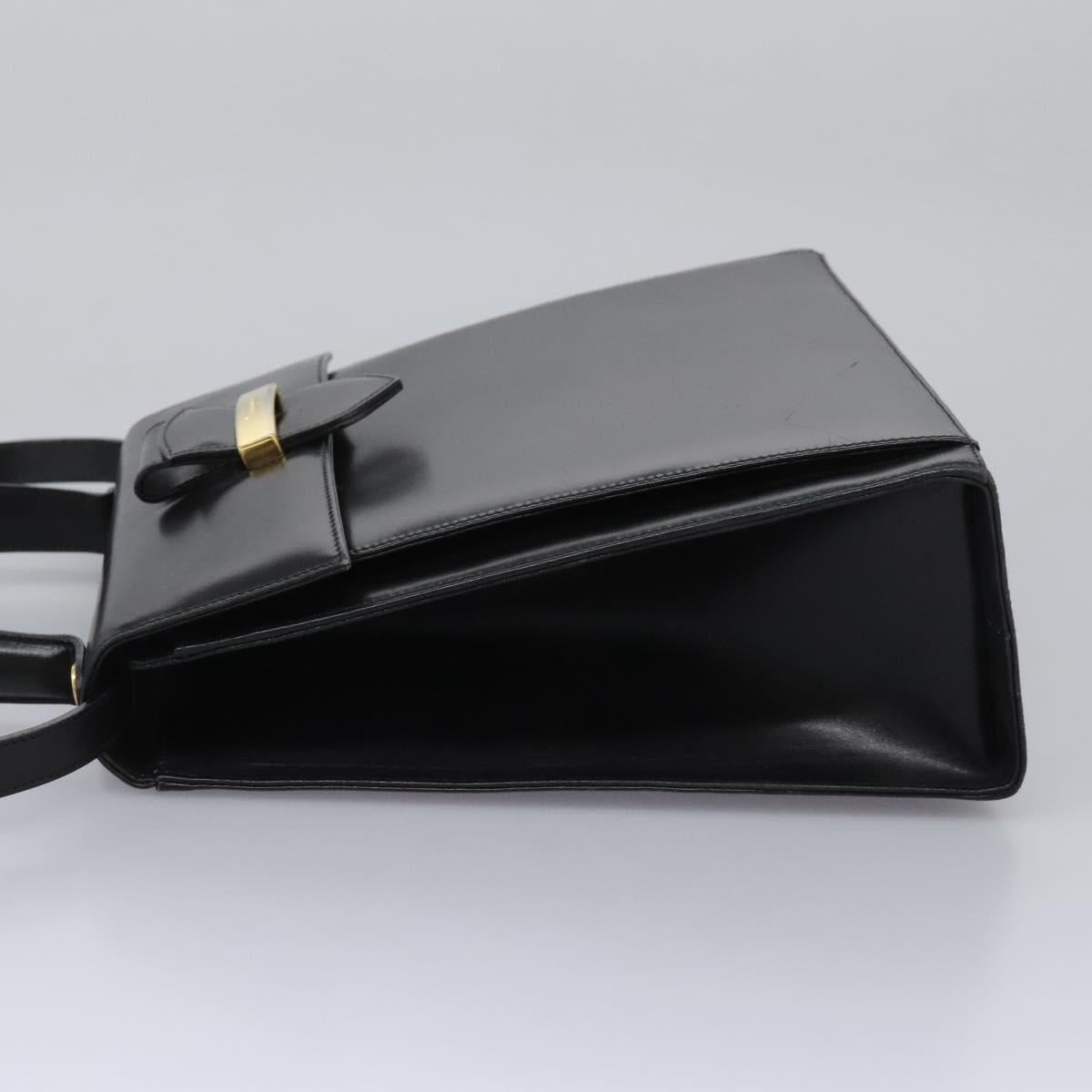 Salvatore Ferragamo Hand Bag Leather 2way Black Gold Auth 124649