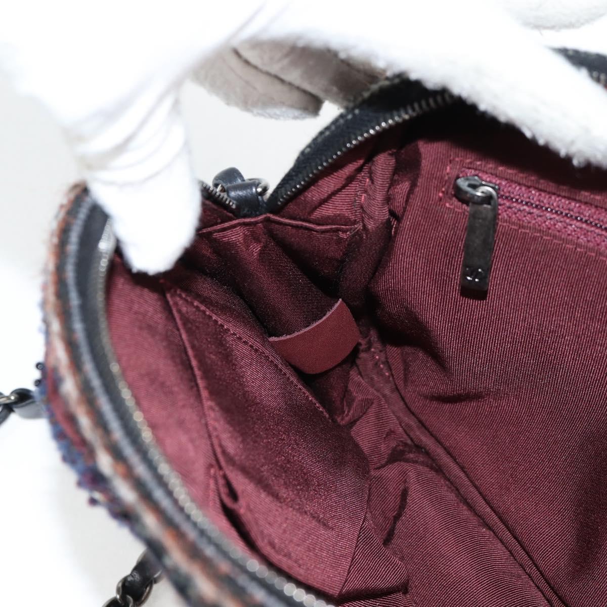 CHANEL Chain Shoulder Bag Tweed Black CC Auth 124656AM