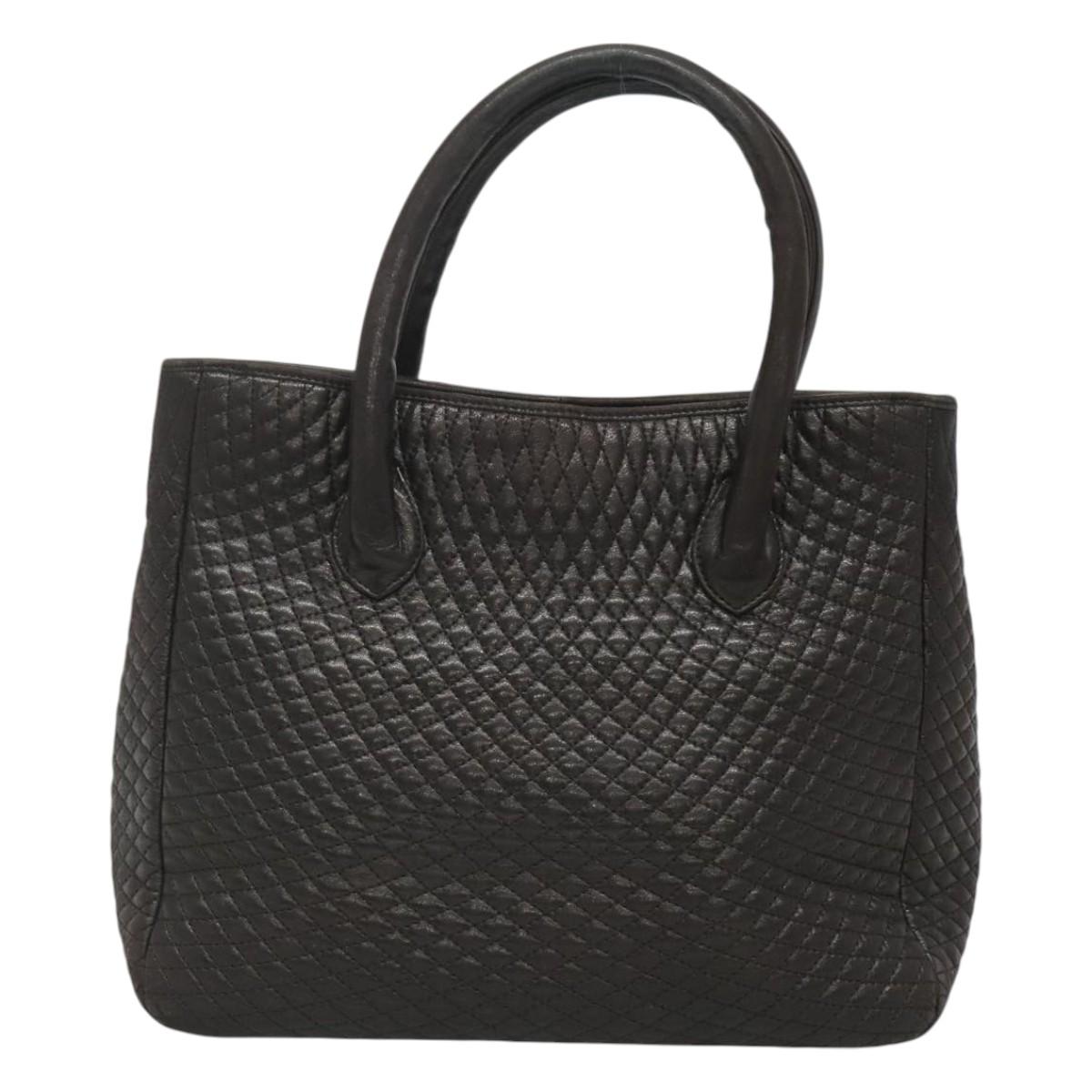 BALLY Hand Bag Leather Black Gold Auth 124686