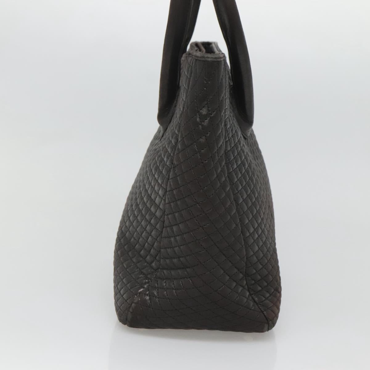 BALLY Hand Bag Leather Black Gold Auth 124686