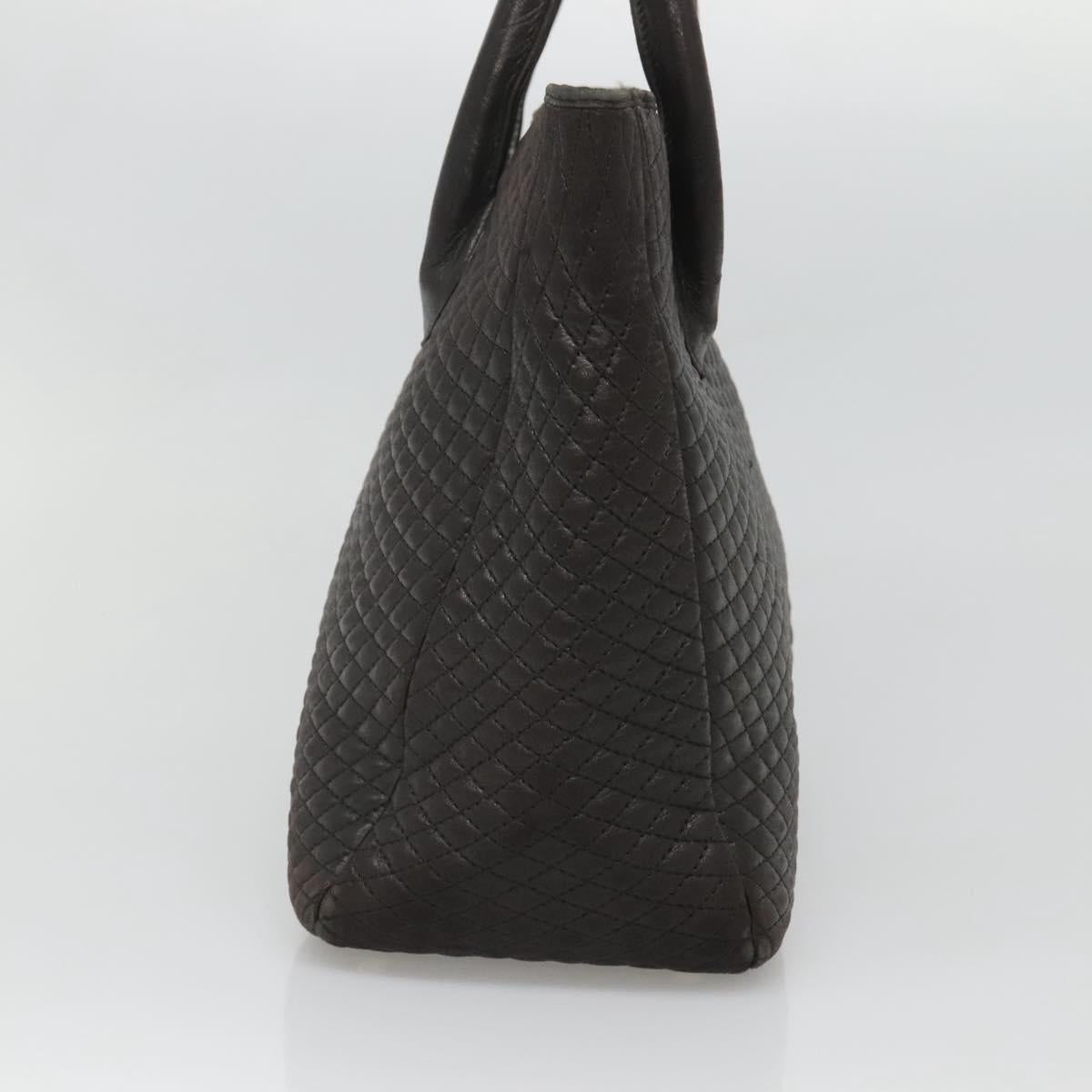 BALLY Hand Bag Leather Black Gold Auth 124686