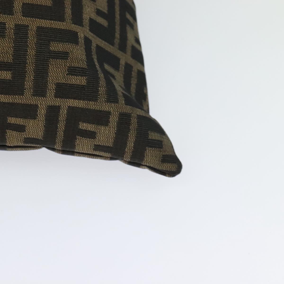 FENDI Zucca Canvas Hand Bag Brown Black gold Auth 124687