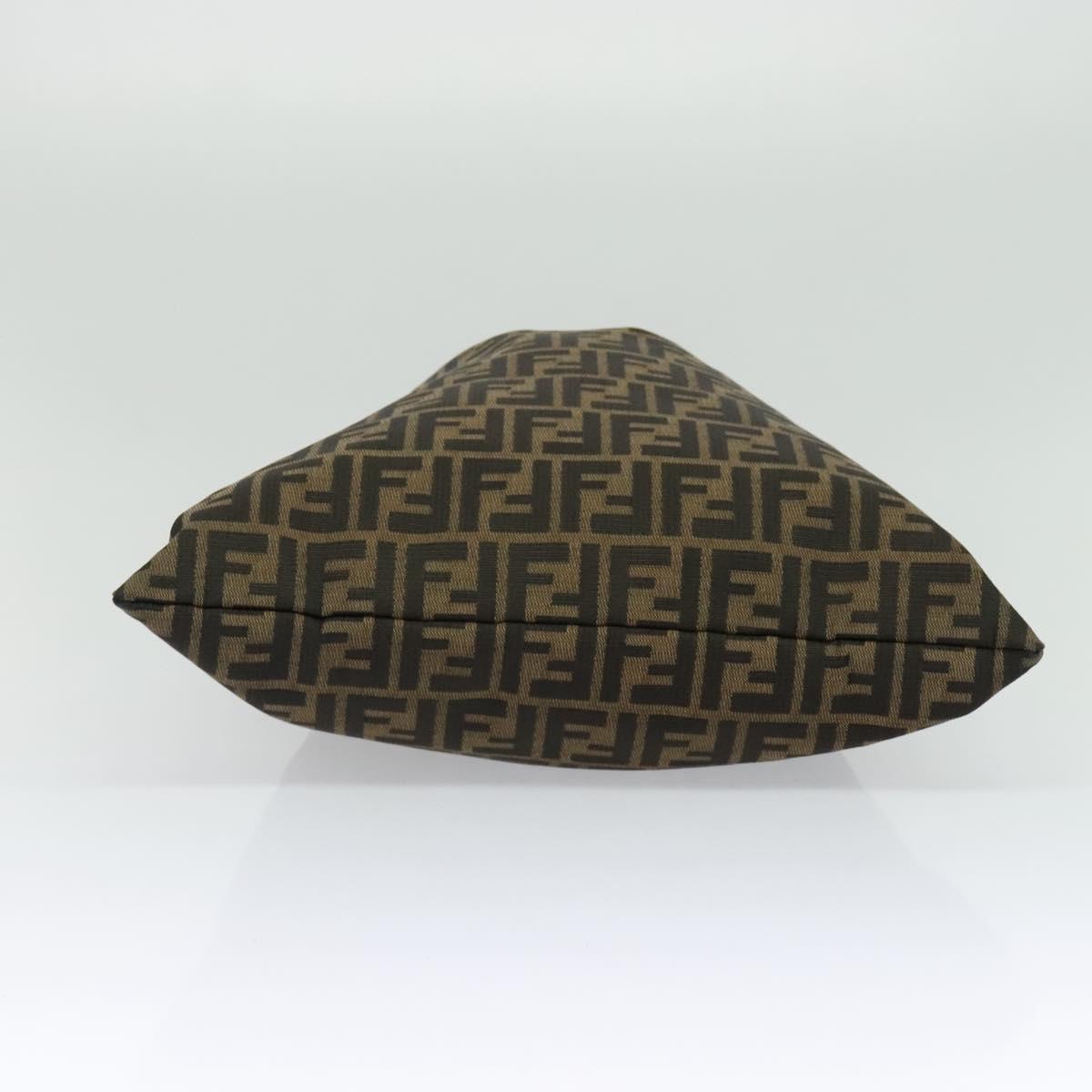 FENDI Zucca Canvas Hand Bag Brown Black gold Auth 124687