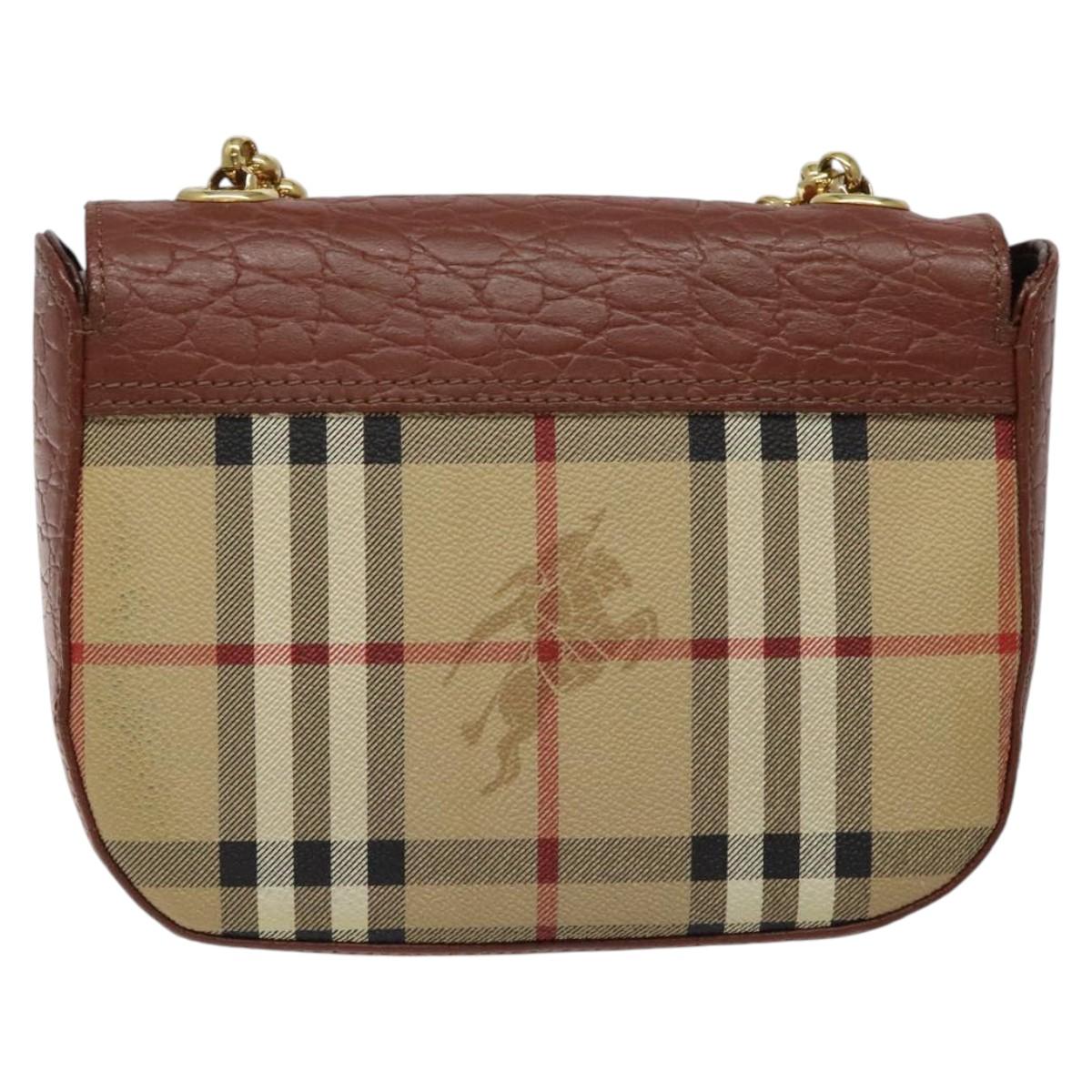 Burberrys Nova Check Shoulder Bag PVC Beige Gold Auth 124690