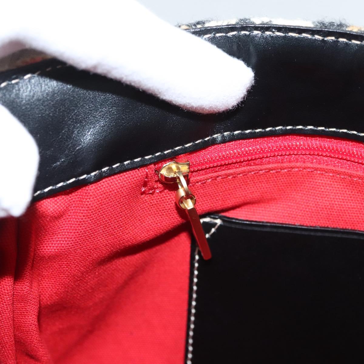 BURBERRY Nova Check Hand Bag Wool Beige Gold Auth 124760