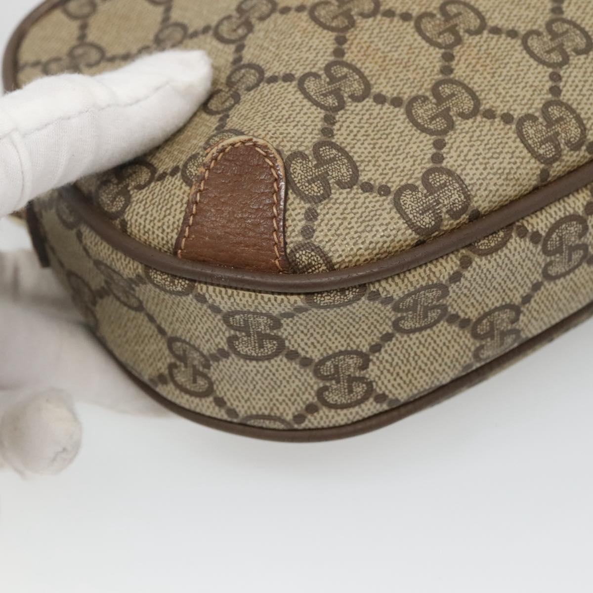 GUCCI GG Supreme Web Sherry Line Bag PVC Beige Gold 89 02 066 Auth 124761
