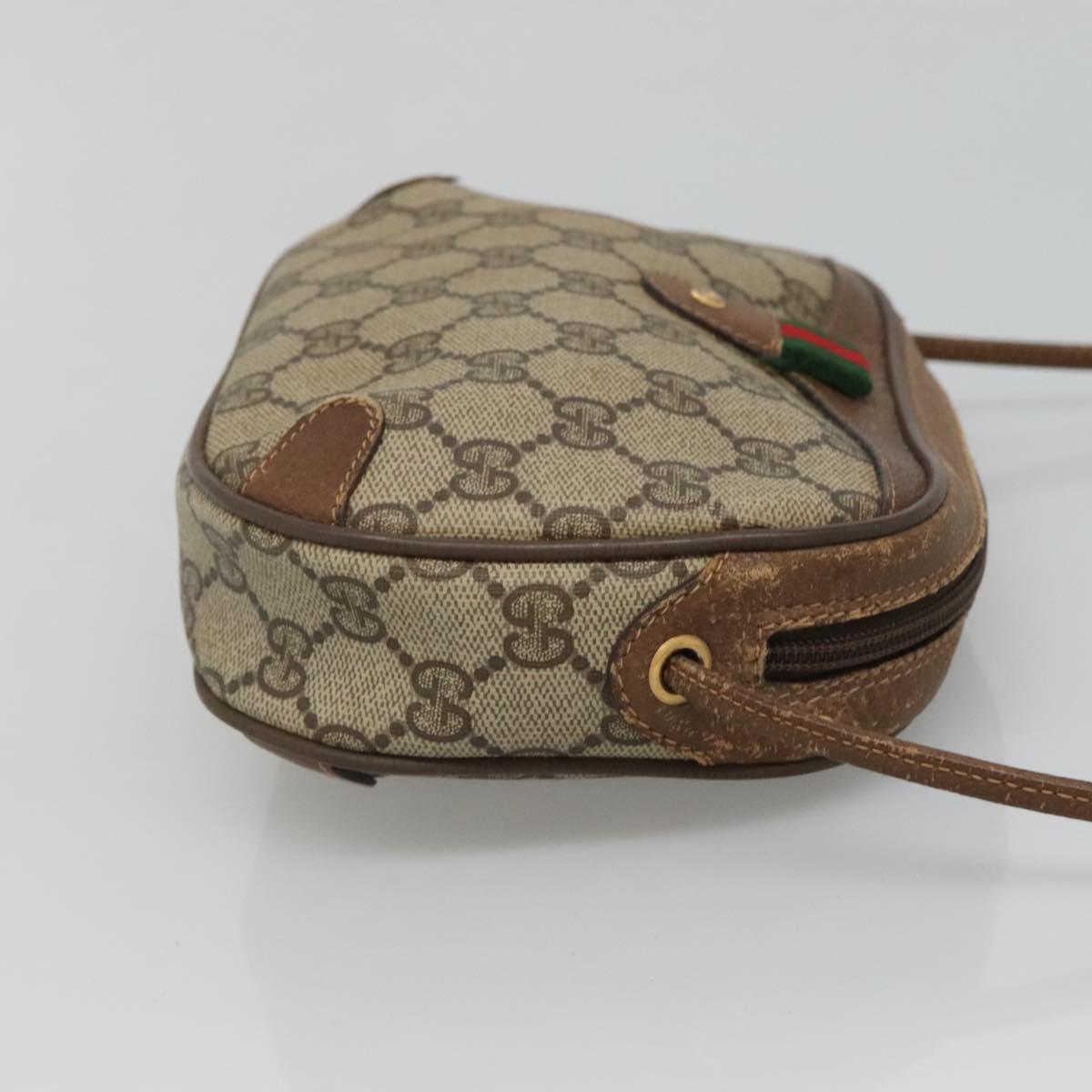 GUCCI GG Supreme Web Sherry Line Bag PVC Beige Gold 89 02 066 Auth 124761