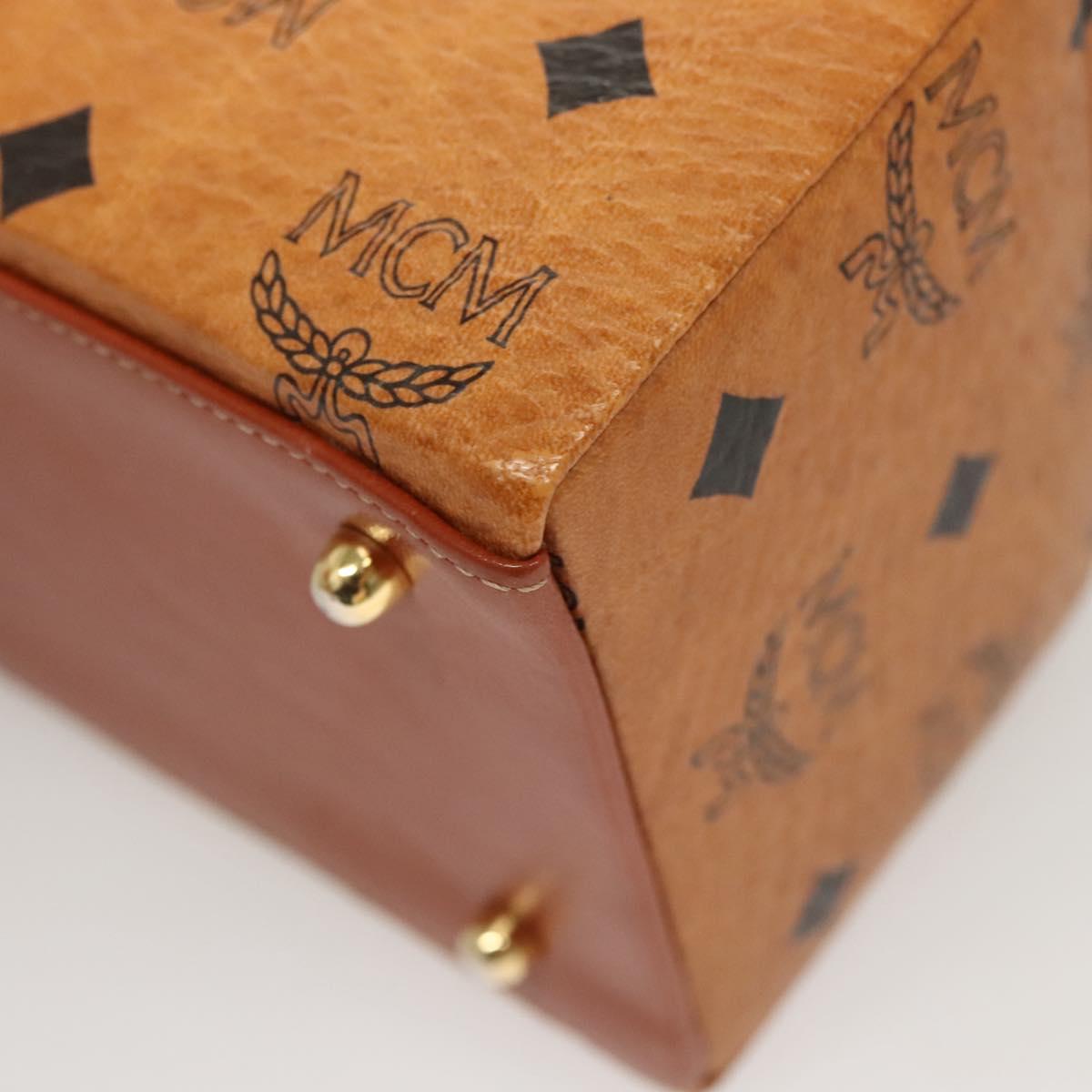 MCM Logogram Vicetos Hand Bag PVC Leather 2way Brown Gold Auth 124762A