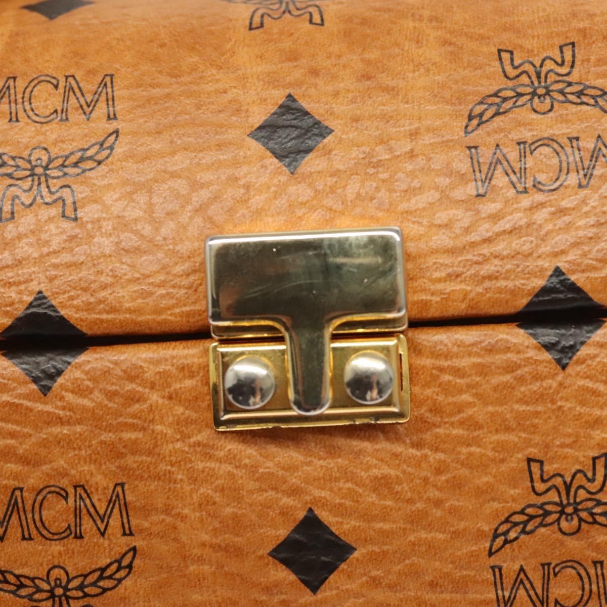 MCM Logogram Vicetos Hand Bag PVC Leather 2way Brown Gold Auth 124762A