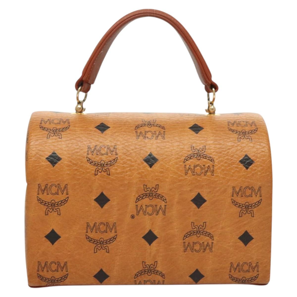 MCM Logogram Vicetos Hand Bag PVC Leather 2way Brown Gold Auth 124762A