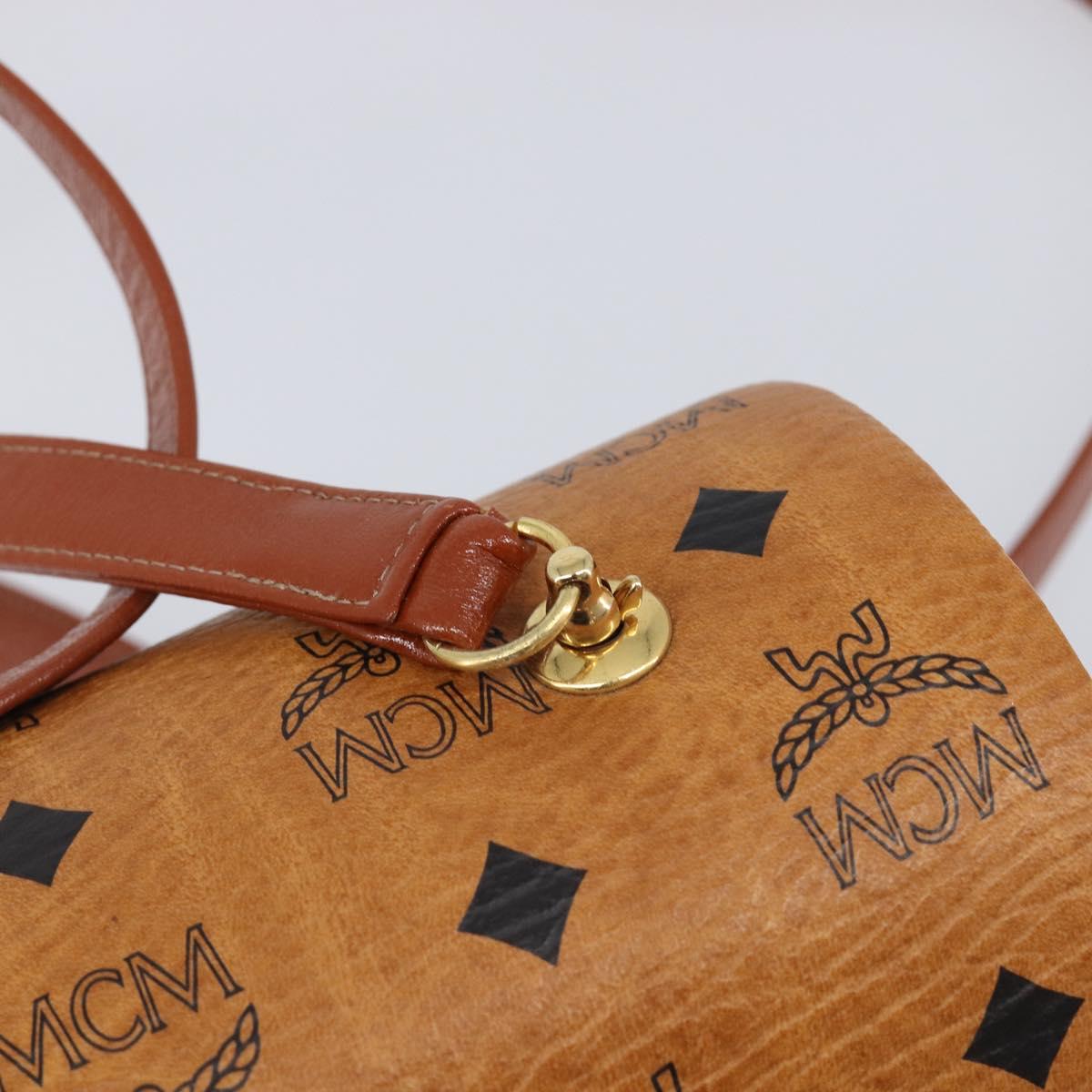MCM Logogram Vicetos Shoulder Bag PVC Leather 2way Brown Gold Auth 124762A