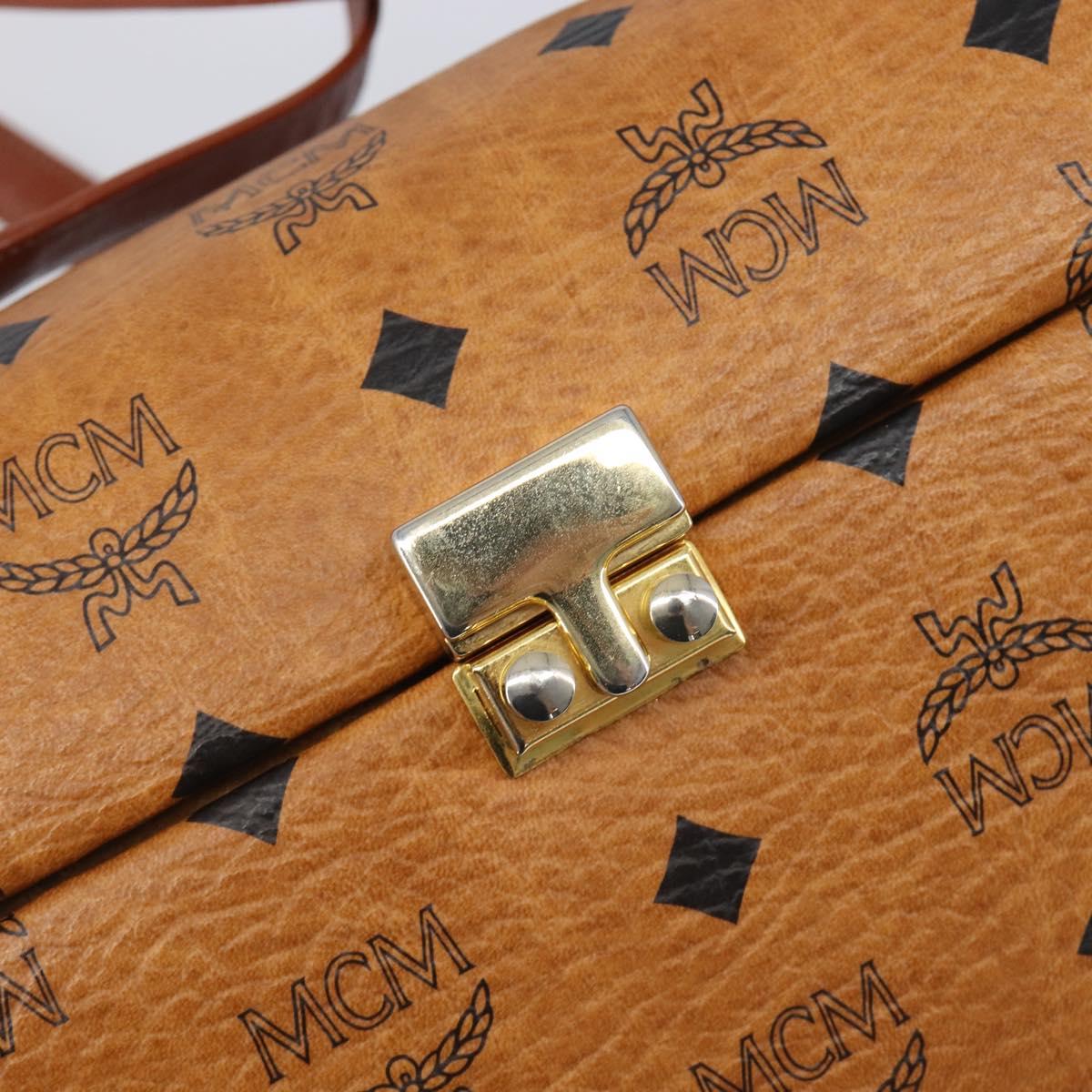 MCM Logogram Vicetos Shoulder Bag PVC Leather 2way Brown Gold Auth 124762A