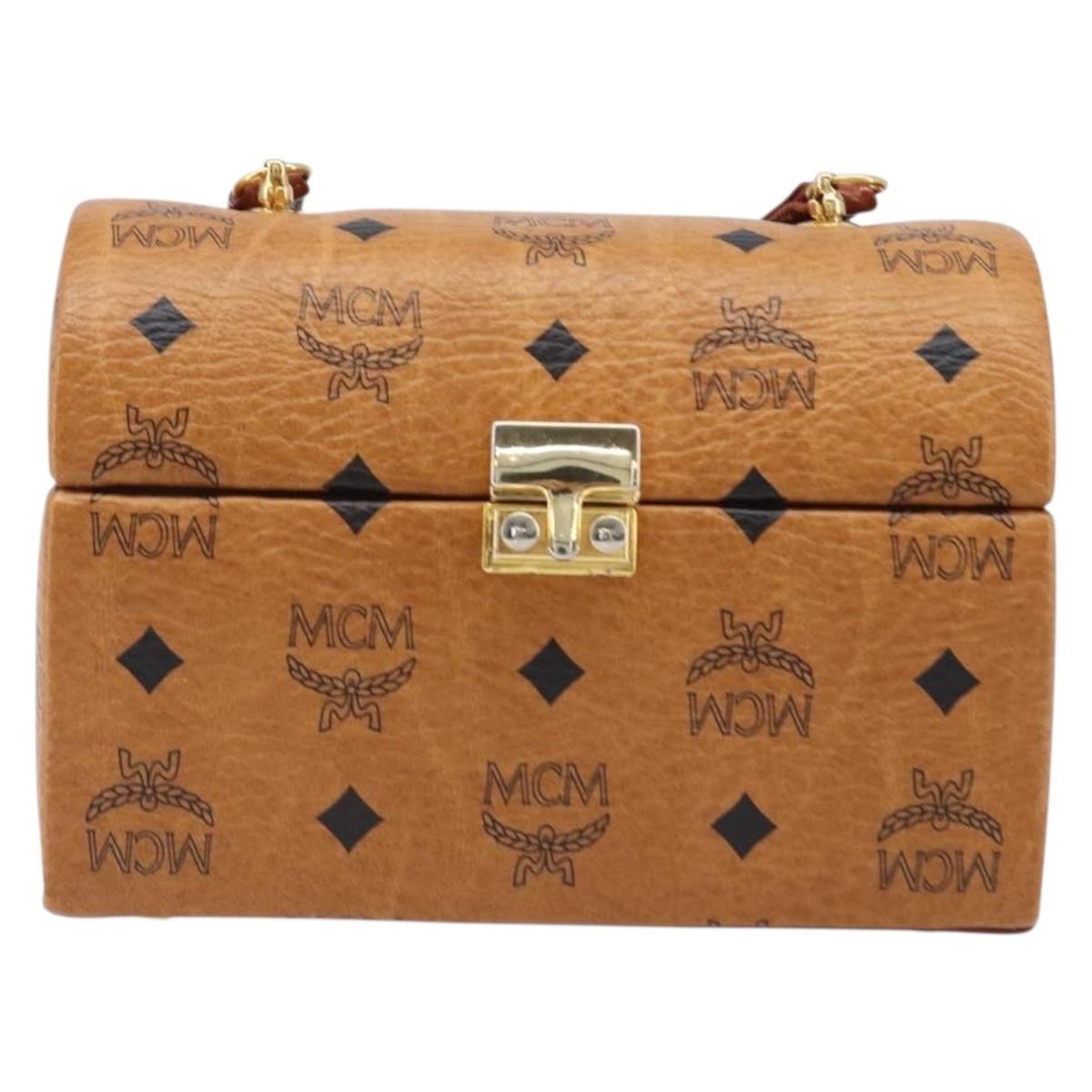 MCM Logogram Vicetos Shoulder Bag PVC Leather 2way Brown Gold Auth 124762A