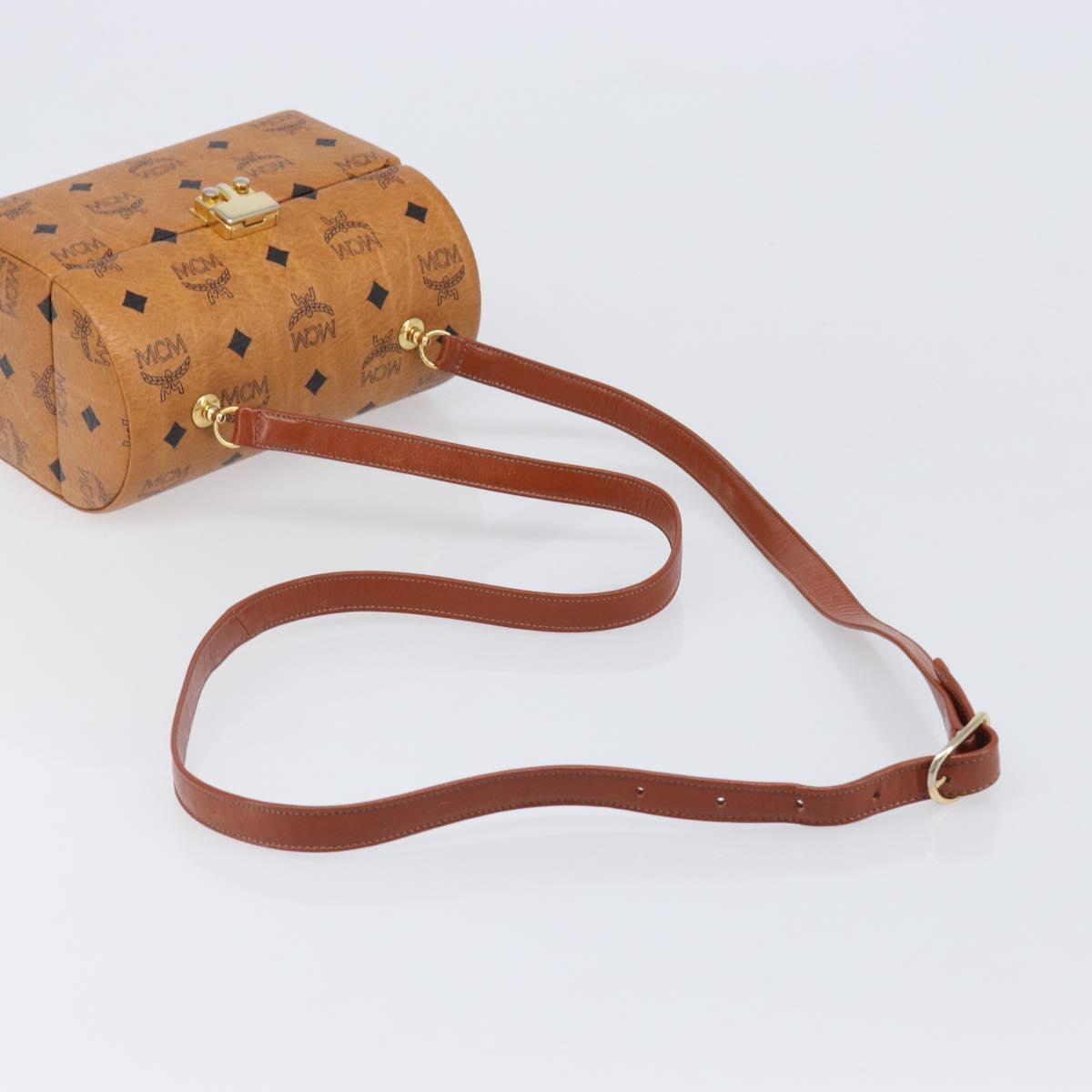 MCM Logogram Vicetos Shoulder Bag PVC Leather 2way Brown Gold Auth 124762A