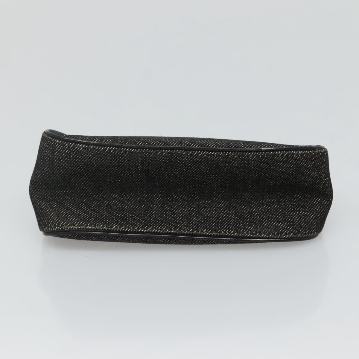 Christian Dior Accessory Pouch Canvas Black Silver Auth 124775