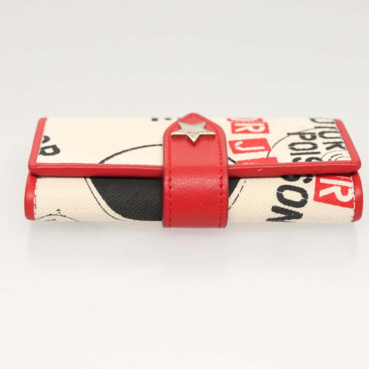 Christian Dior Hardcore Key Case Canvas White Red Auth 124776