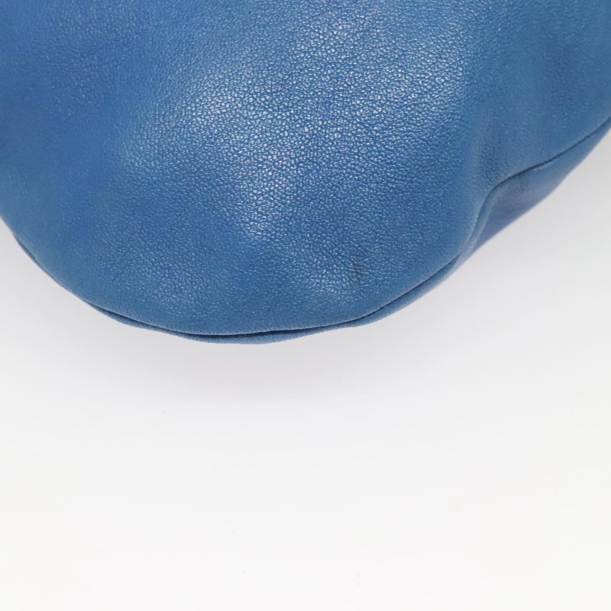 BALLY Shoulder Bag Leather Blue Gold Auth 124787