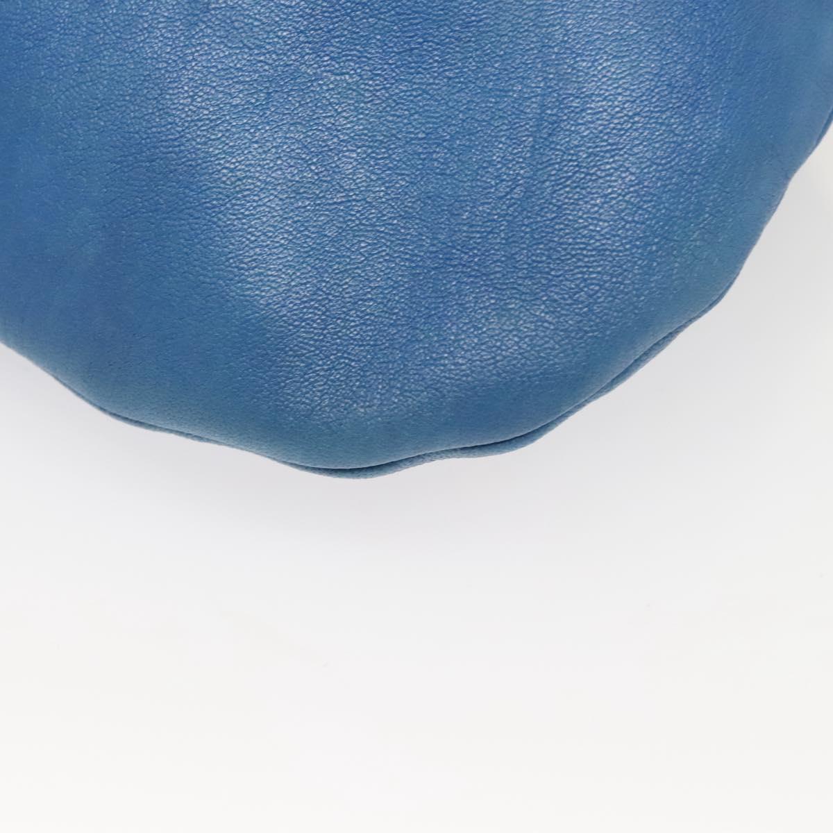 BALLY Shoulder Bag Leather Blue Gold Auth 124787