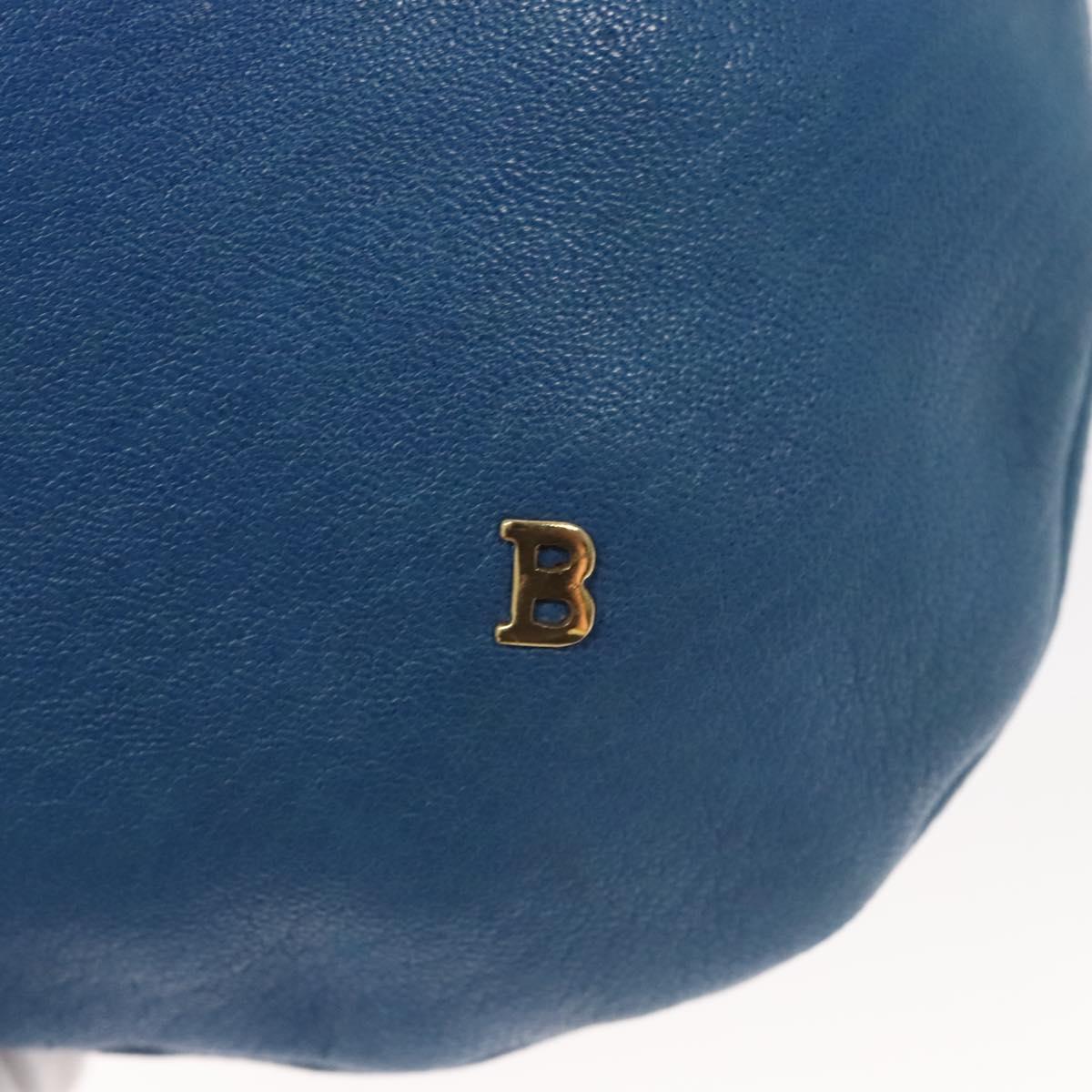 BALLY Shoulder Bag Leather Blue Gold Auth 124787