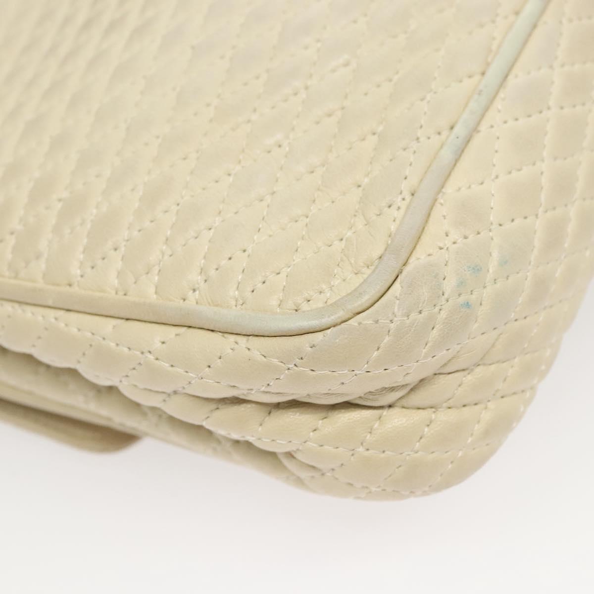 BALLY Chain Shoulder Bag Leather White Gold Auth 124788