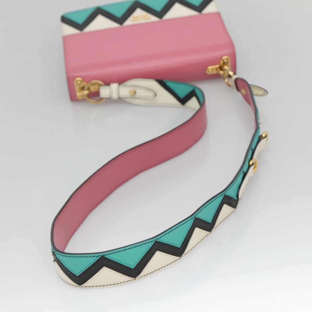 PRADA Shoulder Bag Leather Pink Gold Auth 124811