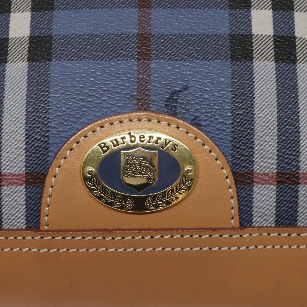 Burberrys Nova Check Shoulder Bag PVC Blue Gold Auth 124836