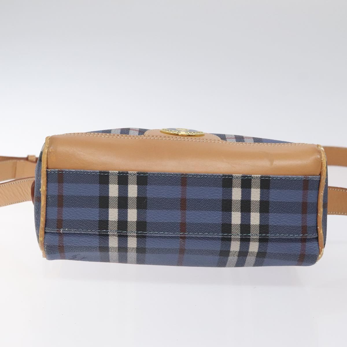 Burberrys Nova Check Shoulder Bag PVC Blue Gold Auth 124836