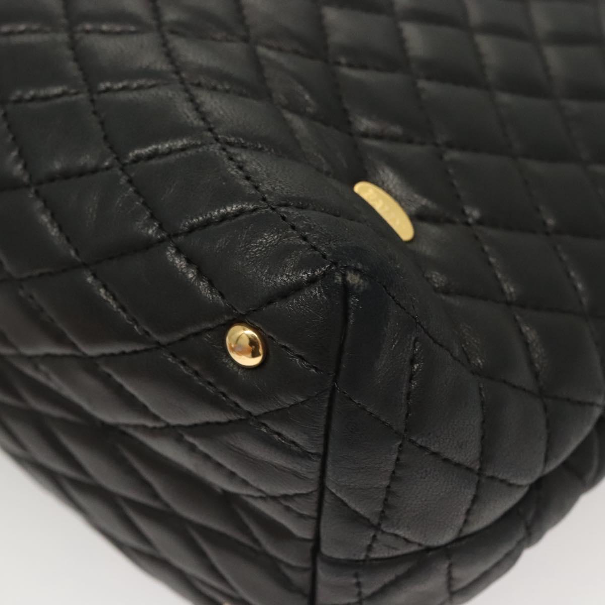 BALLY Shoulder Bag Leather Black Gold Auth 124841