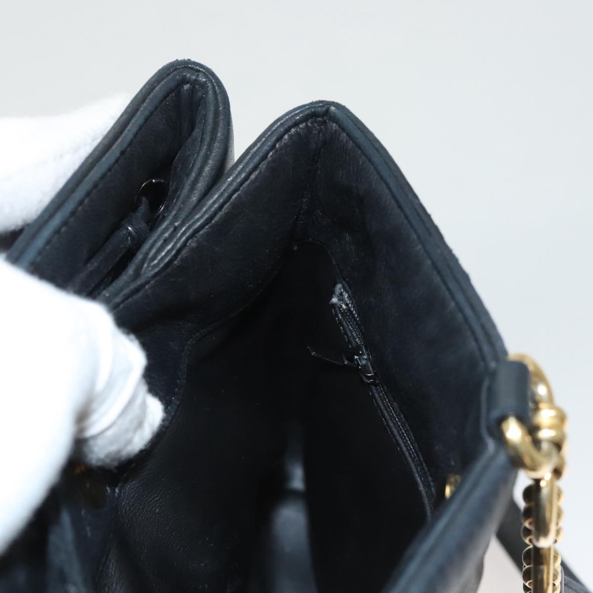 BALLY Shoulder Bag Leather Black Gold Auth 124841