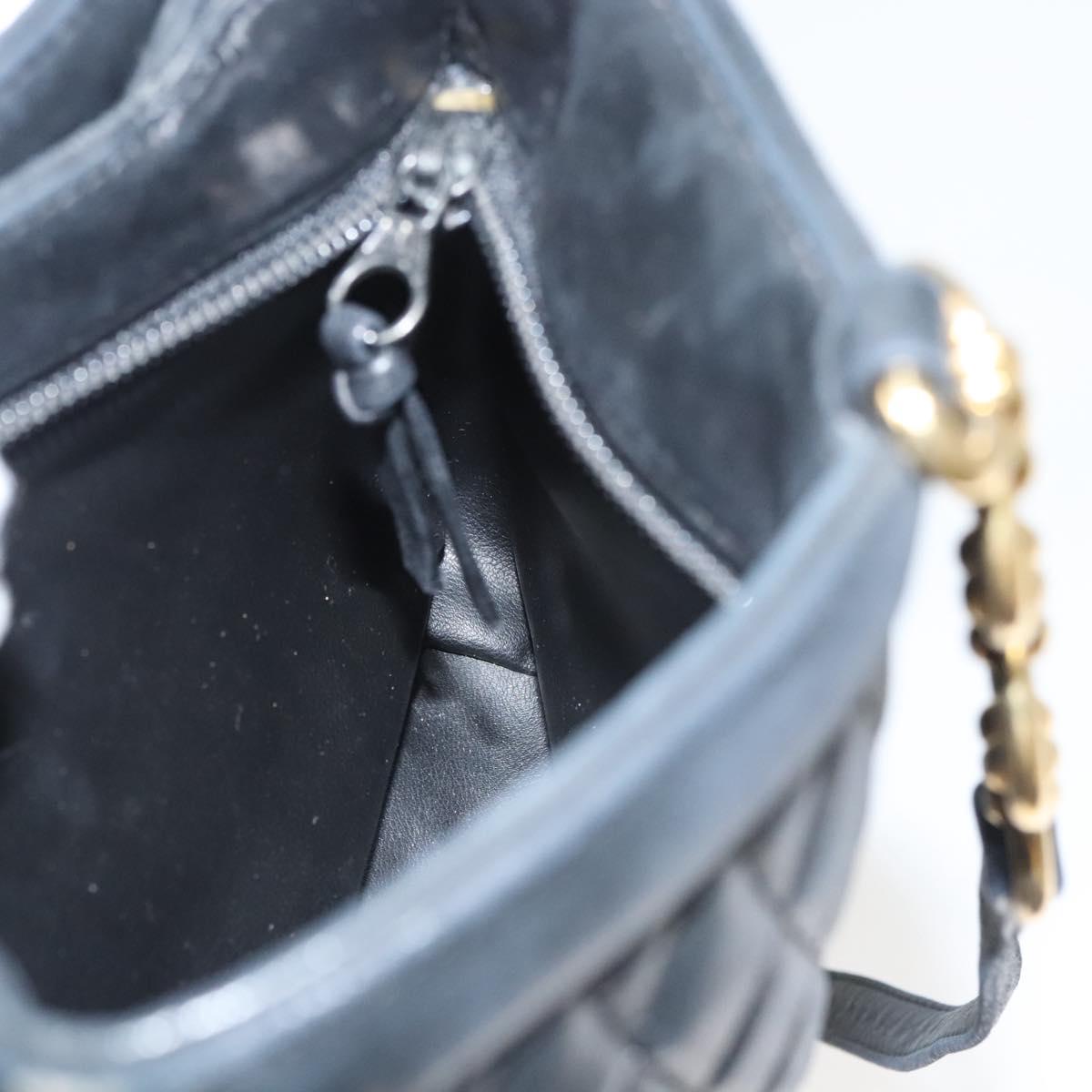BALLY Shoulder Bag Leather Black Gold Auth 124841