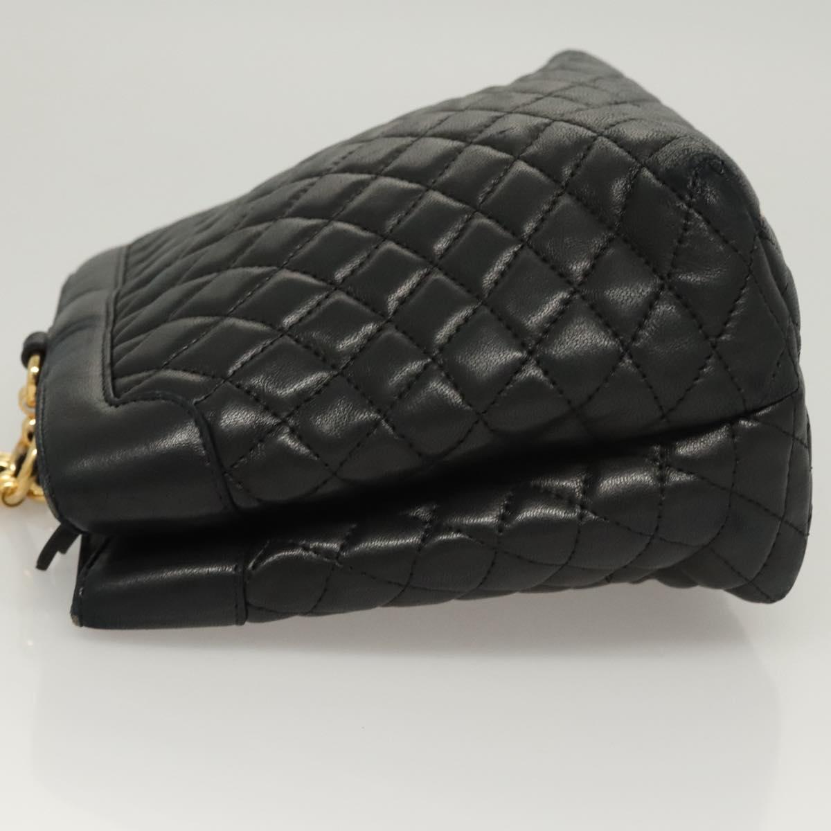 BALLY Shoulder Bag Leather Black Gold Auth 124841