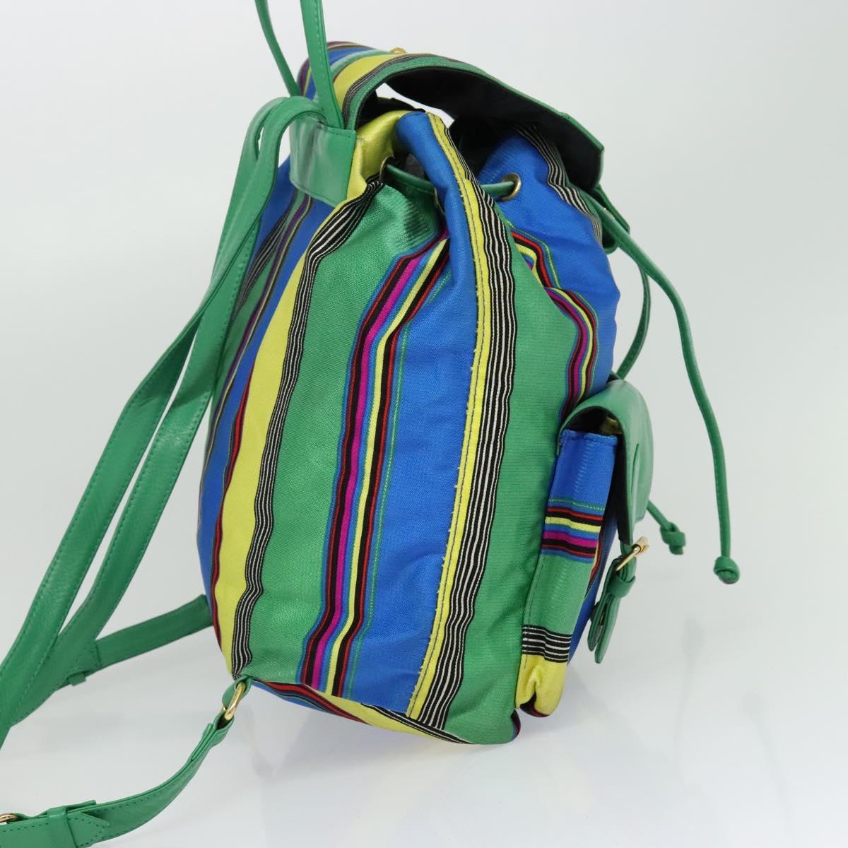 Gianni Versace Backpack Nylon Green Auth 124844
