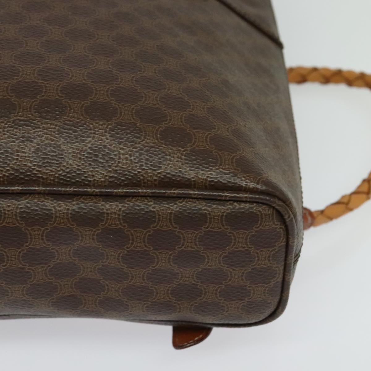 CELINE Macadam Canvas Backpack PVC Leather Brown Gold Auth 124859