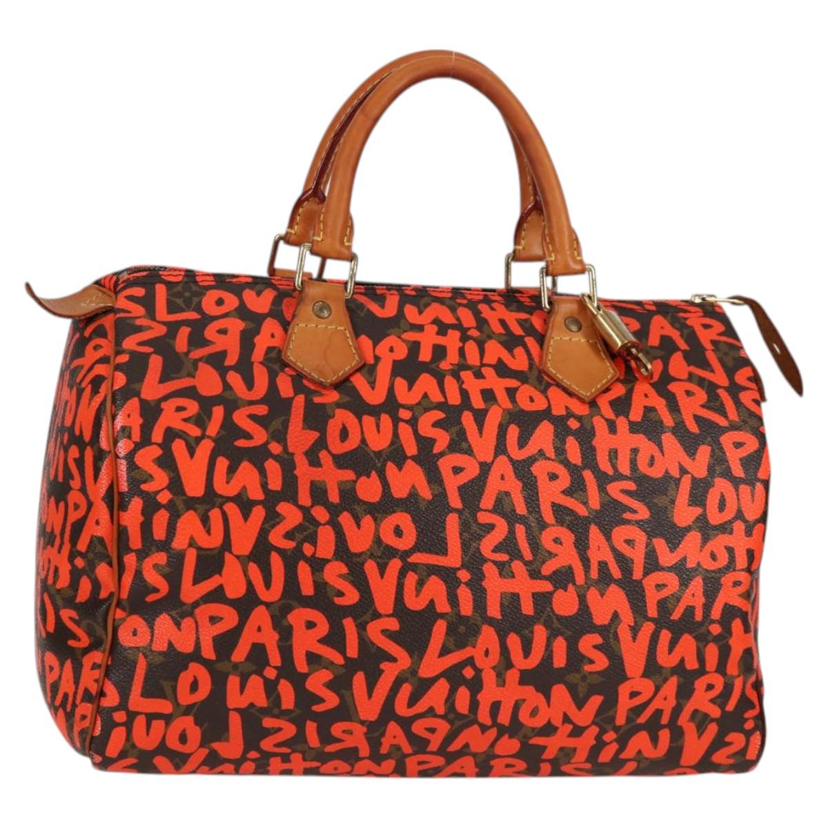 LOUIS VUITTON Monogram Graffiti Speedy 30 Hand Bag Orange M93705 Auth 124885V