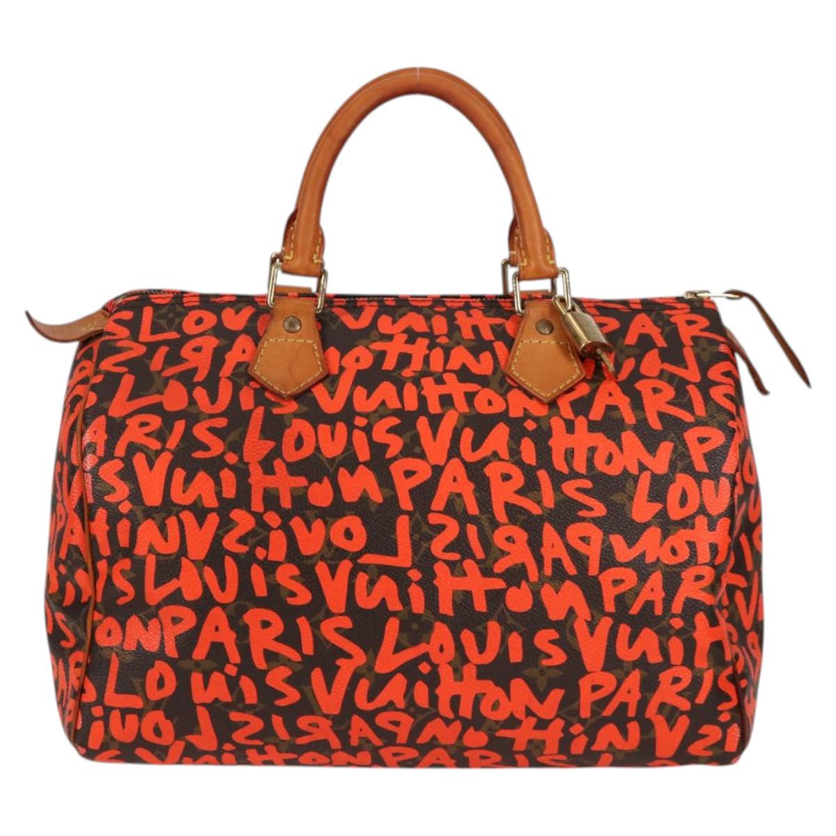 LOUIS VUITTON Monogram Graffiti Speedy 30 Hand Bag Orange M93705 Auth 124885AV