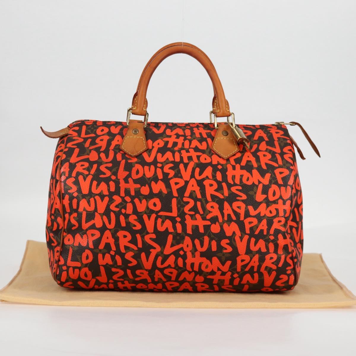 LOUIS VUITTON Monogram Graffiti Speedy 30 Hand Bag Orange M93705 Auth 124885V