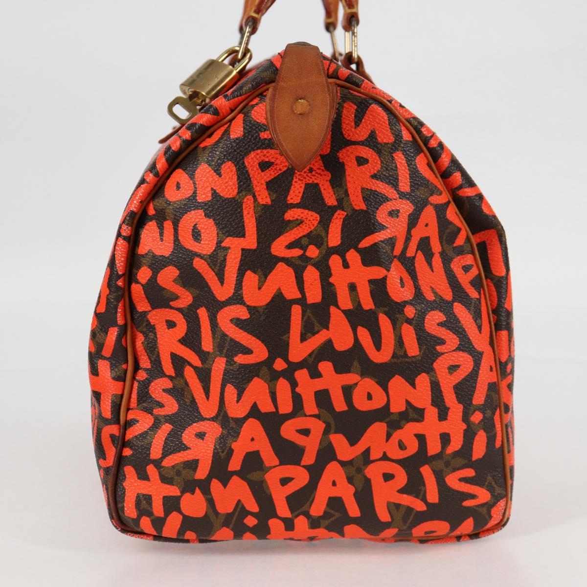 LOUIS VUITTON Monogram Graffiti Speedy 30 Hand Bag Orange M93705 Auth 124885V