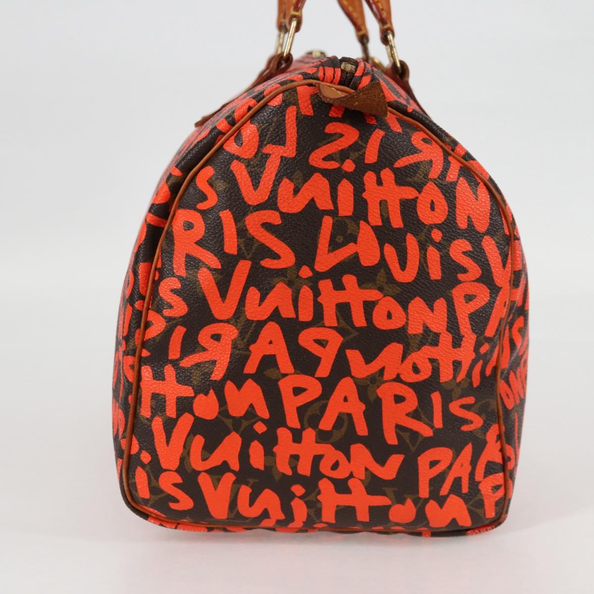 LOUIS VUITTON Monogram Graffiti Speedy 30 Hand Bag Orange M93705 Auth 124885AV