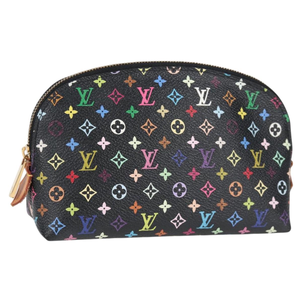 LOUIS VUITTON Multicolor Pochette Cosmetic Pouch Black M47355 Auth 124893V