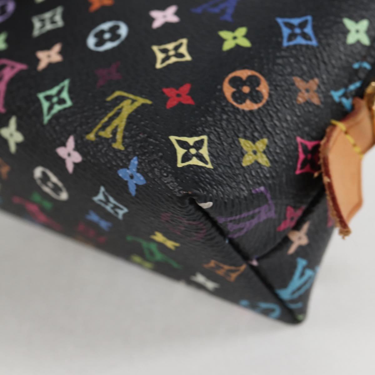 LOUIS VUITTON Multicolor Pochette Cosmetic Pouch Black M47355 Auth 124893V