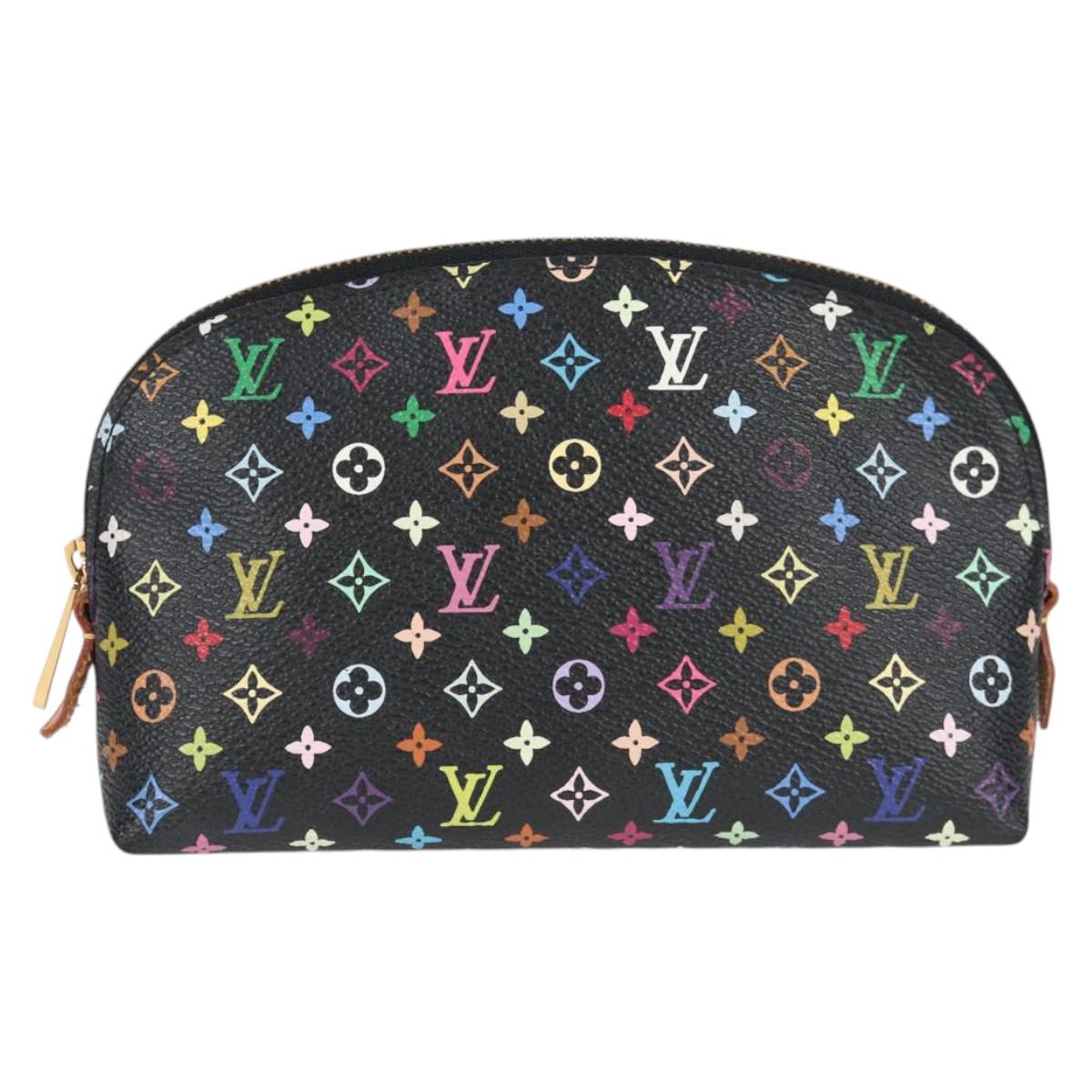 LOUIS VUITTON Multicolor Pochette Cosmetic Pouch Black M47355 Auth 124893V