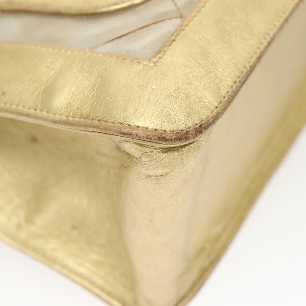 CHANEL Matelasse Chain Shoulder Bag Vinyl Clear Gold CC Auth 124906